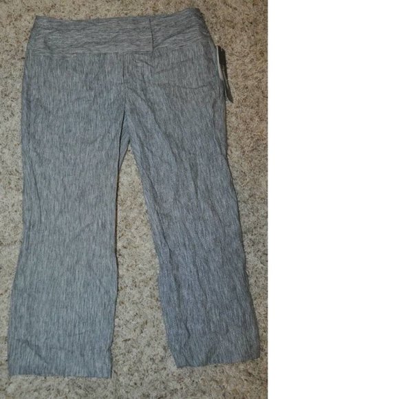 Womens Linen Capris My Michelle 13 Black Gray White Textured Blend Lowrise Pants - Picture 2 of 6